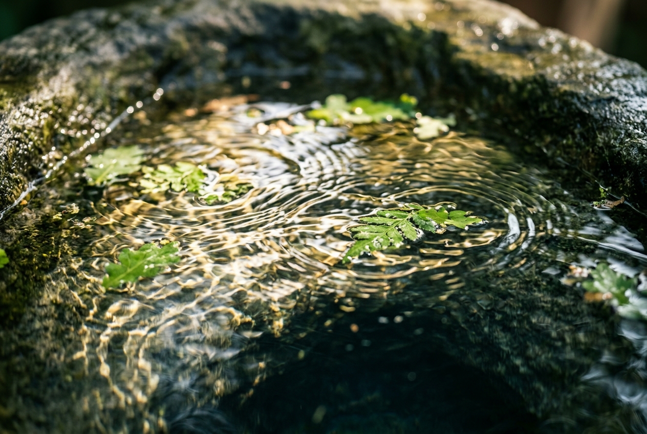 Cold water surface of the ice plunge